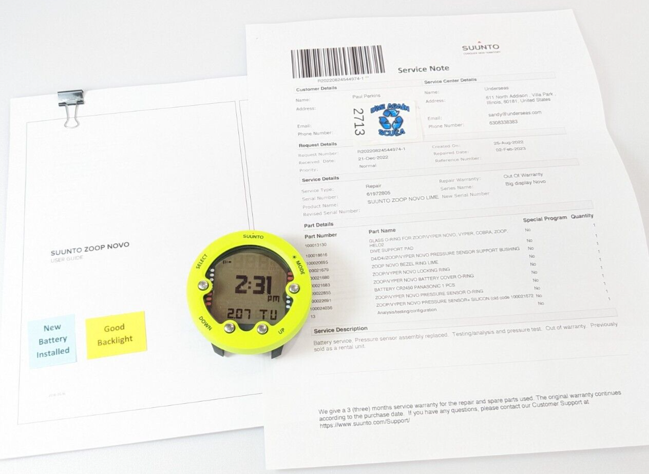 Suunto Zoop Novo Scuba Dive Computer Puck Air / Nitrox