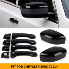 Black Exterior Door Handle Side Mirror Accessories Trim Covers For Chrysler 300C