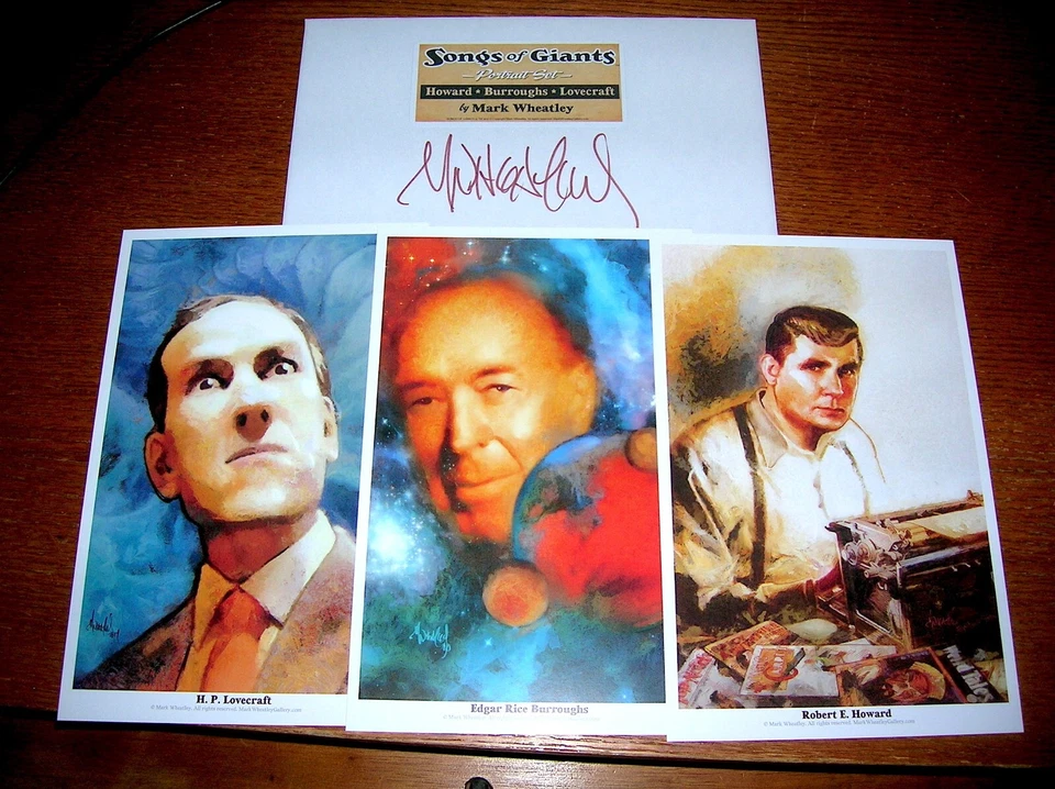 Songs of Giants Poetry Pulp HP Lovecraft Robert E Howard Signed AP Drawing RARE - Image 4 of 4