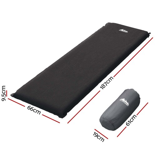 Weisshorn Self Inflating Mattress Camping Sleeping Mat Air Bed Pad Single Black - Picture 2 of 7