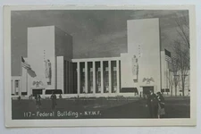 1940 NY RPPC Real Photo Postcard New York World's Fair Federal Building people