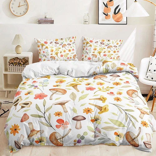 Mushroom Hedgehog Butterfly Blue Purple Pink Doona Duvet Quilt Cover Bed Set - Bild 12 von 32