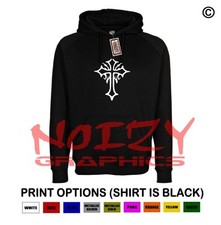 Cross 2 Christian Hoodie Black Sweatshirt Jesus Religious Rap Rock Metal Faith