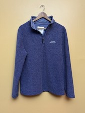 Weird Fish 1/4 Zip Fleece Men's Medium Blue Waffle Knit Pullover Jumper Logo