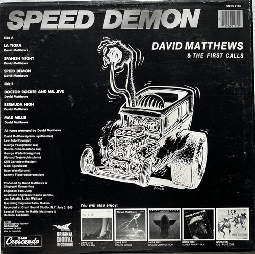 David Matthews The First Calls Speed Demon LP Album GNPS 2185 1986 GNP - Picture 2 of 5
