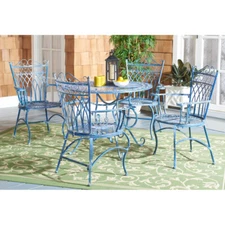 SAFAVIEH Outdoor Collection Thessaly 5-Piece Set | Antique Blue |