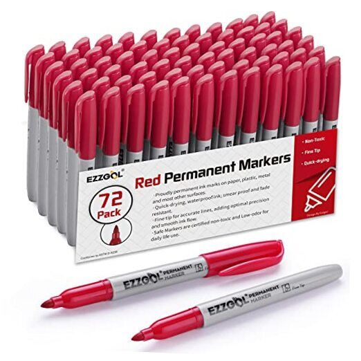 Permanent Markers Bulk, 72 Pack Permanent Marker Set, Fine Tip, Waterproof Red-image