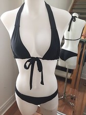 ONE TEASPOON Black Front Bow Ruffle Bum Bikini Size US 4 UK 8 Retail 150