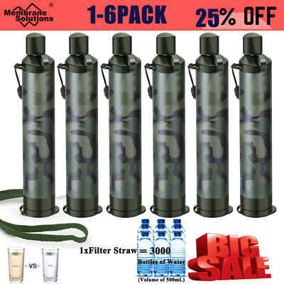 #ad 1 6Camo Water Filter Straw Portable Personal Water Purification Filter Survival $41.99