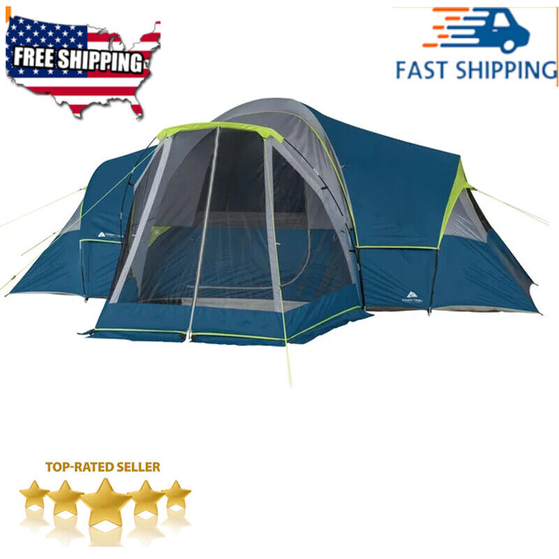 10-Person Outdoor Family Camping Instant Tent with 3 Rooms Screen Porch Shelter