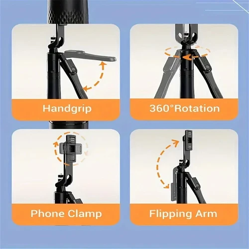 360° Selfie Stick Tripod Remote Bluetooth Stand Phone Desktop Stand Desk Holder - Picture 5 of 10