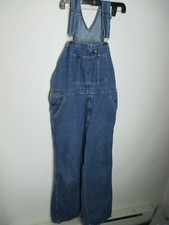 Dickies blue jean bib overalls vintage denim 1980's work wear 35x31 chore Hiphop