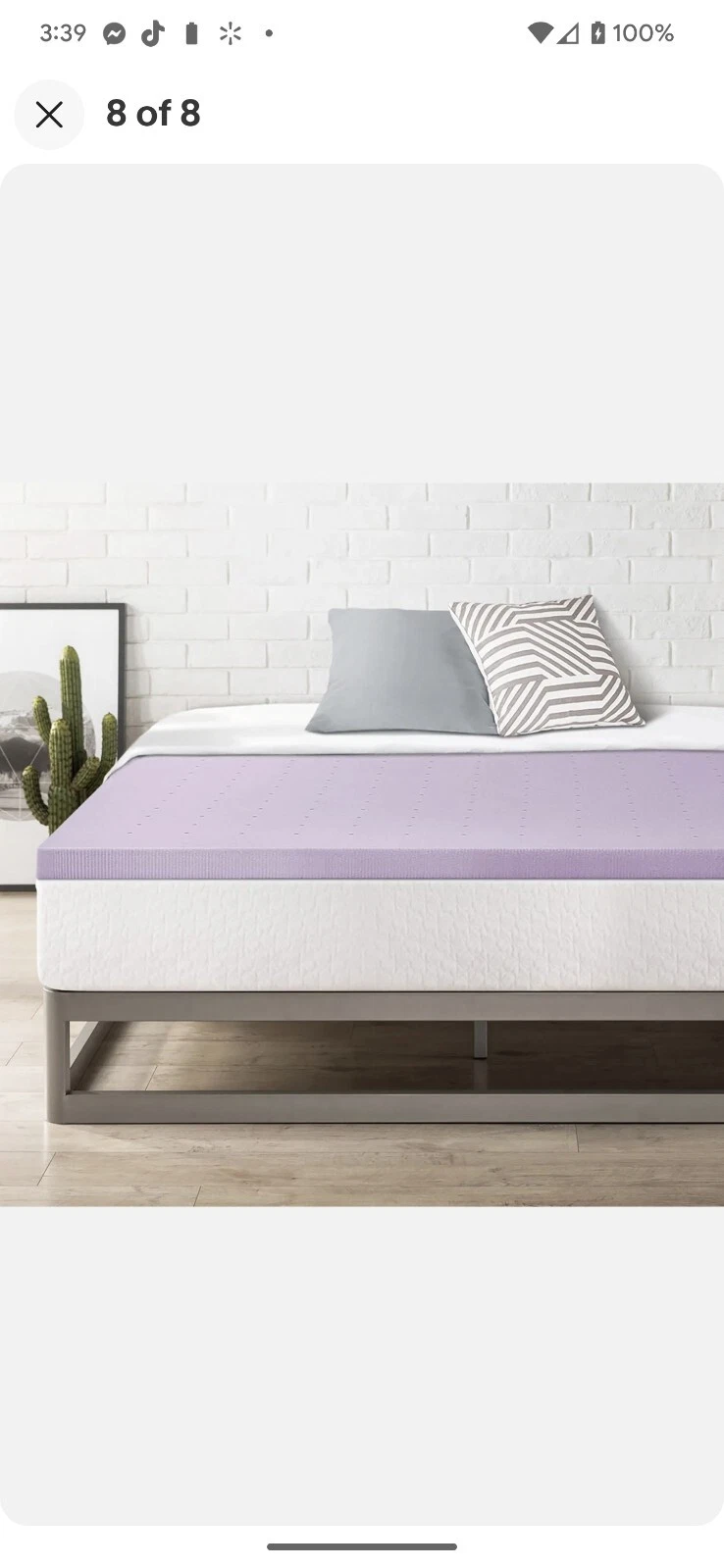 2" Lavender Memory Foam Mattress Topper Ventilated Breathable Natural Relaxing
