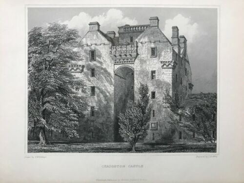 1848 antiker Druck; Craigston Castle, in der Nähe von Turriff, Aberdeenshire - Billings  - Bild 1 von 2