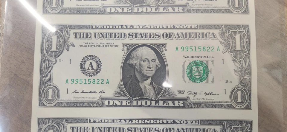 Uncut 2009 4-Note Sheet $1.00 FRN Boston 3000-A (AA BLock) 66 Gem Uncirculated - Image 4 of 4