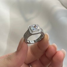 1,5 Karat kreierter Diamant 925 Sterling Silber Braut Vintage Stil Verlobung