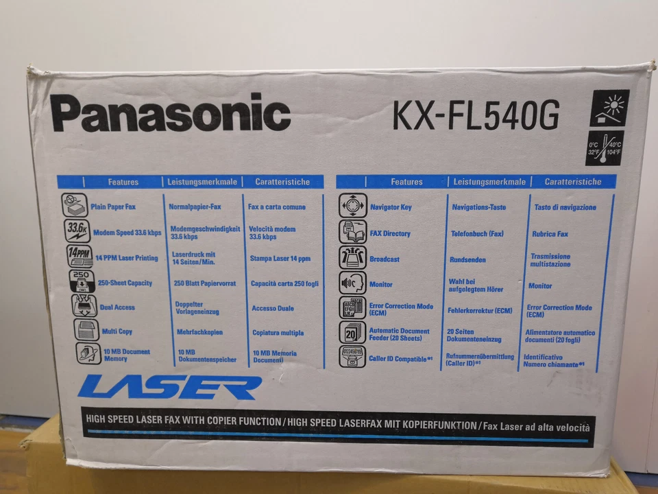 Panasonic Laser Fax Gerät + Kopier Funktion KX-FL540G ,14 PPM High Speed NEU OVP - Bild 2 von 4