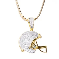Football Helmet Pendant 20-inch Miami Cuban Chain BCH 1149 TT