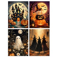 4 Pack Halloween Diamond Art Kits for Adults, 12x16 Inch