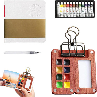 12 Farben Tragbare Aquarell Palette Mini Aquarellkasten Skizzenbuch Palette
