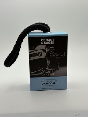 BROMPTON & LANGLEY Soap On a Rope - DEEP CLEANSING CHARCOAL - 10.5 oz
