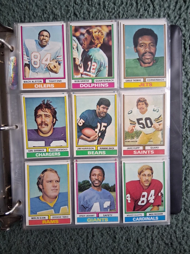 Juego completo de fútbol americano Topps 1974 1-528 con las 26 listas de verificación del equipo, carpeta/hojas Foto 3 de 4