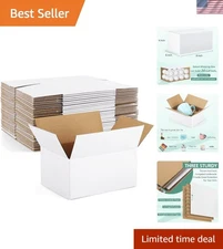 Reliable 8x6x4 White Corrugated Box Mailers - 30 Pack for Gifts and Small Orders