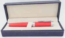 Conklin Herringbone Red & Chrome Fountain Pen - Extra Fine Nib - New in Box
