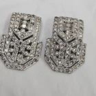 Vintage Dress Clips Pair 1920’s Art Deco Silver Tone Accent Jewelry Fancy