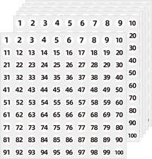 1 to 100 Vinyl Consecutive Number Stickers, 0.4 Inch Small round Numbered Sticke