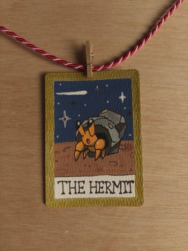 ACEO Original Pokemon Dwebble Tarot Card The Hermit Mini Painting By Autumn E.