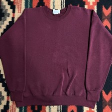 Vintage 90s Blank Burgundy Lee Heavyweight Crewneck Sweatshirt Mens XL Made USA