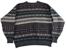 Woolrich Vintage USA Made Wool Nordic Fair Isle Pullover Sweater Men L Geometric