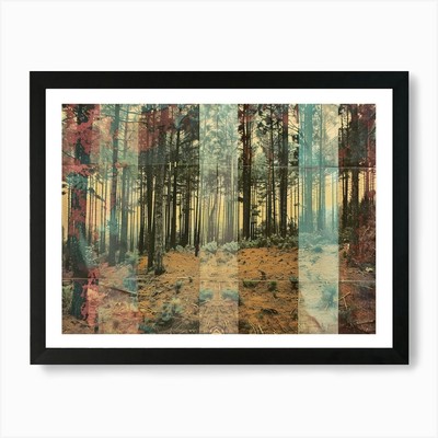 Wald Collage 5 Kunstdruck gerahmt Wandbild Poster Leinwanddruck Bild