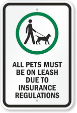 Pets On Leash Sign Aluminum Weatherproof Outdoor Yard 8x12 Metal Sign