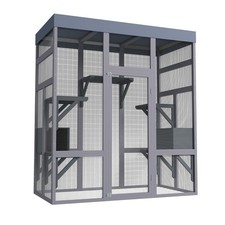 62.6" Wooden Outdoor Catio for Cats, Large Cat Enclosure with Waterproof Roof