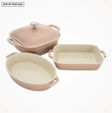 Staub Stoneware 4-pc, Macaron Mixed Baking Dish Set, light pink