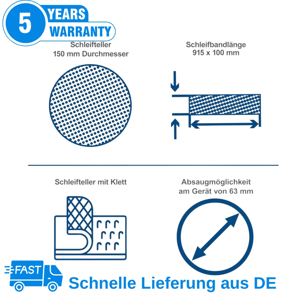 Scheppach Band- und Tellerschleifer BTS900 150mm Weiterentwicklung des BTS800 - Bild 2 von 4