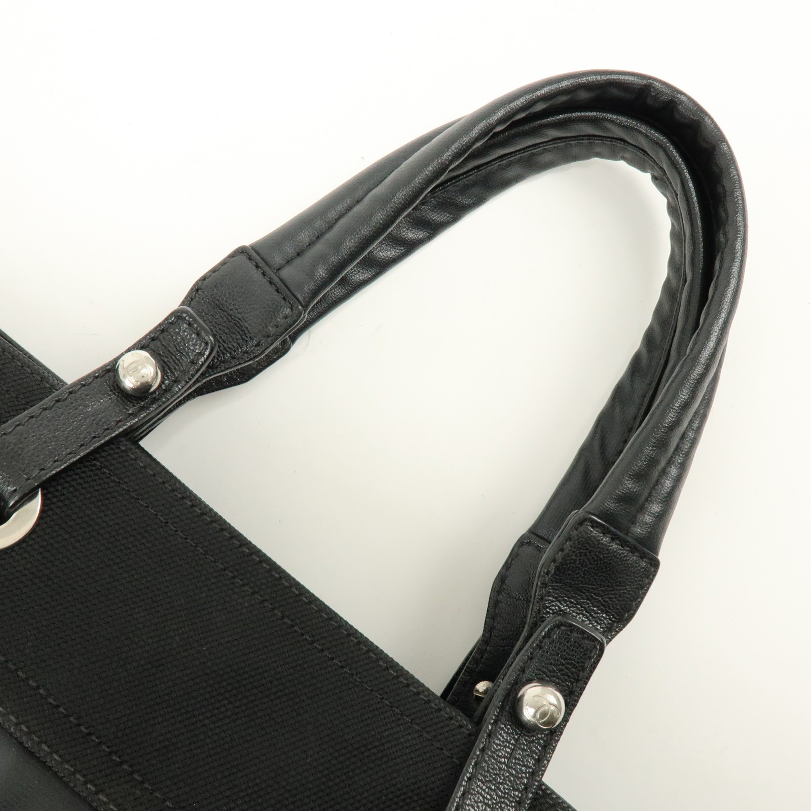 CHANEL PVC Canvas Leather Paris Biarritz MM Tote Hand Bag A34209 Auth Used F/S thumbnail 6