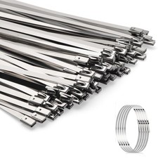 100 Pcs Stainless Steel 12 Inch Exhaust Wrap Coated Metal Locking Cable Zip Ties 100 Pcs Stainless Steel 12 Inch Exhaust Wrap Coated Metal Locking Cable Zip Ties