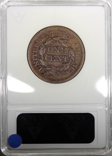 1851 Braided Hair Large Cent ANACS VF25 Newcomb 31 Soapbox Holder - Picture 3 of 4