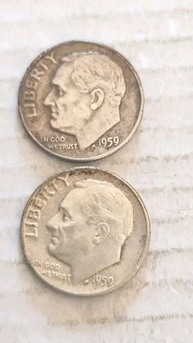 1959 P.D. Silver Roosevelt Dimes,  Fine Condition, But You Judge.      715