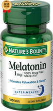 Melatonin 1Mg Sleep Aid 180 Tablets Drug-Free Promotes Relaxation Sleep Health