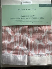 2x Aden + Anais Security Blankets 100% Cotton Classic Muslin With Satin Trim New