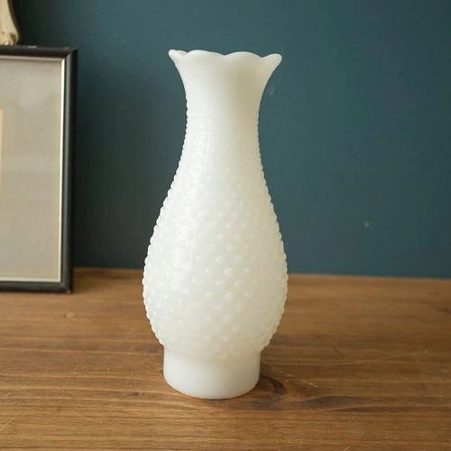 Vtg Milk Glass Lamp Shade Hobnail Chimney 10" T 3" Fitter