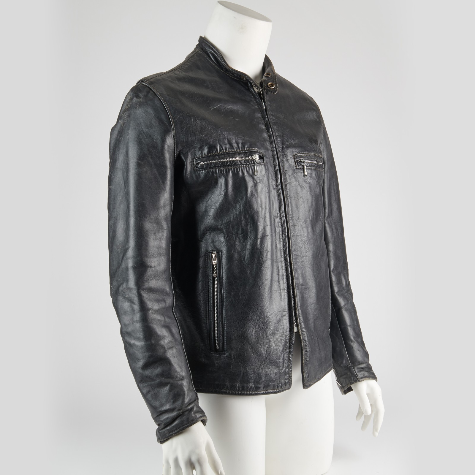 Brooks Vintage 1960s Men's Gold Label Blk Cafe Racer Moto Jacket Sz 42 MODDED!!! - second product detail image