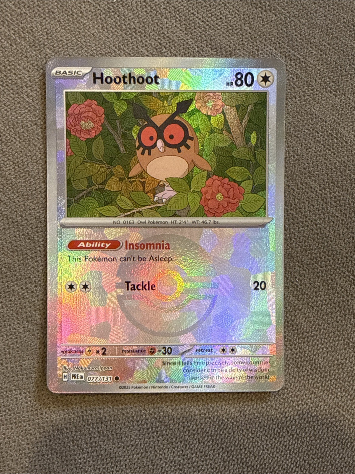 Hoothoot Poke Ball 77/131 Pokémon Sv: Prismatic Evolutions Holo - NEAR MINT