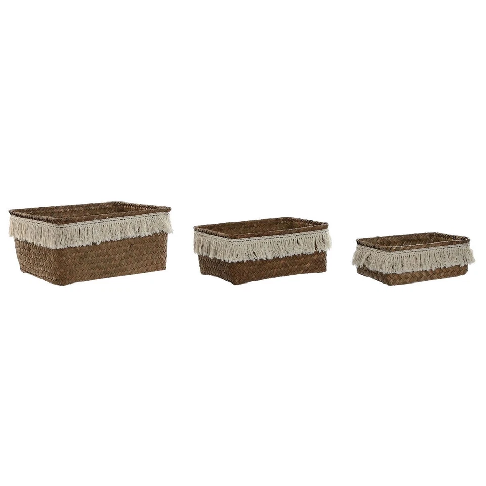 Korb-Set Home ESPRIT Naturfaser Boho Abgenutzt 23 x 17 x 10 cm - Bild 4 von 4