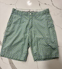 Vintage Polo Ralph Lauren Shell Print Chino Shorts Mens Size 30 Blue Green AOP