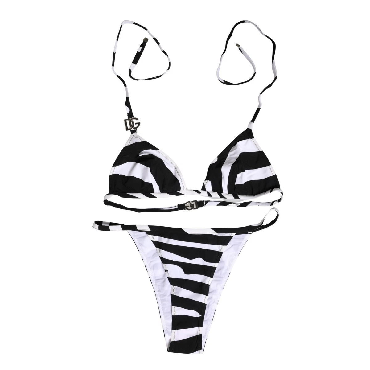 Bikini Dolce & Gabbana 2 Pièces – Halter Leo Nero Fdo Rosso – Taille M – Italie